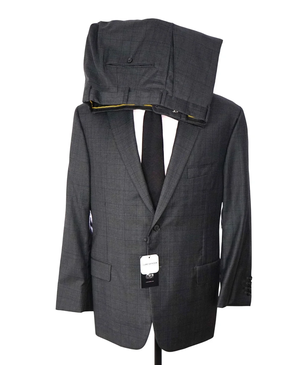 $1,695 LORO PIANA For HICKEY FREEMAN-Gray Plaid Wool Suit- 46R